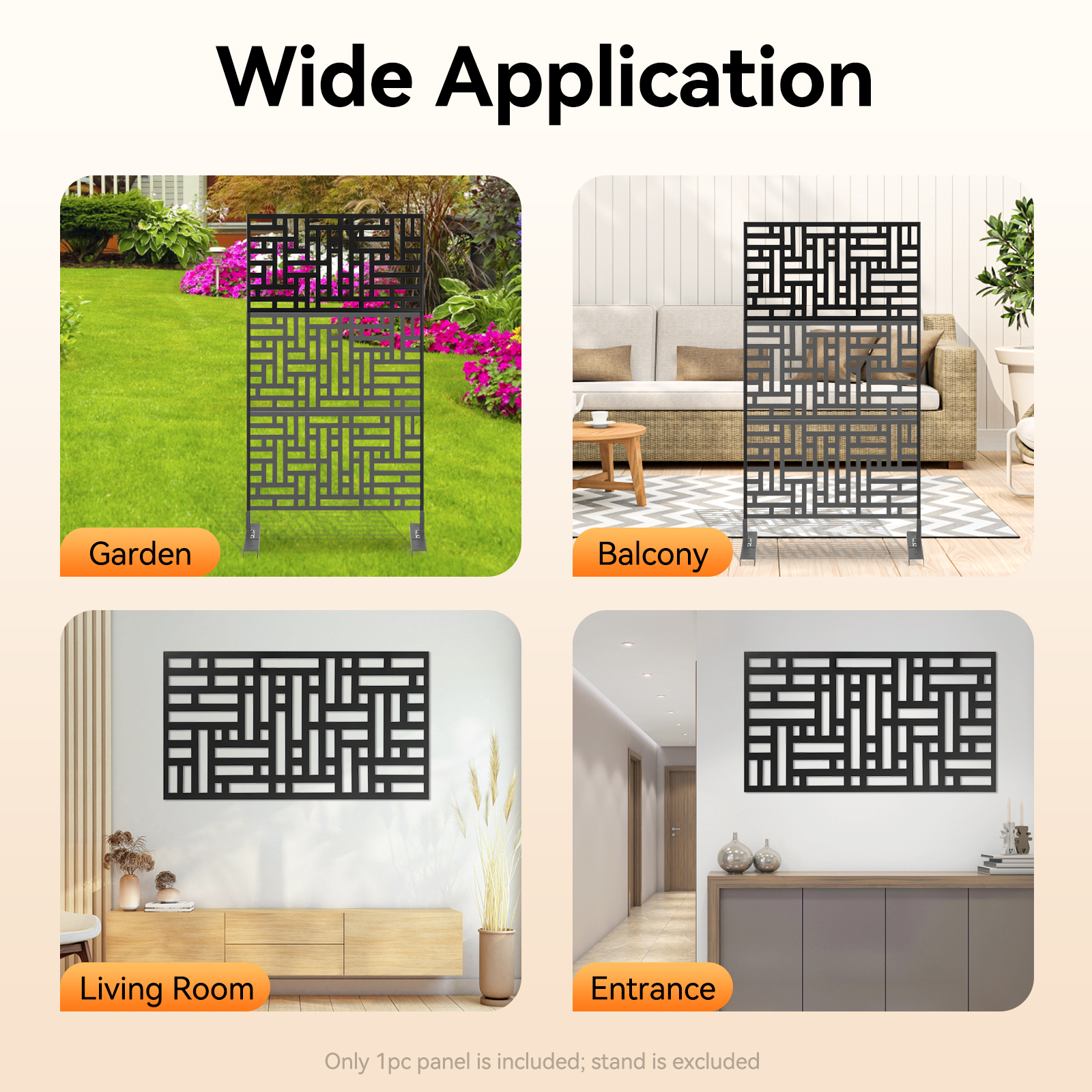 Decorative Outdoor Privacy Screen Panels Metal Fence Panels Patio Decorative Divider for for Indoor Balcony Garden Backyard, Black 23.6 x 46 x 0.7inch