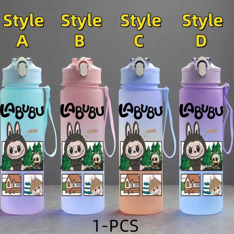 Labubu Character Water Cup 750ML Large Capacity Outdoor Portable Rope Drinking Bottle Childrens Gift Drinking Kettle XJ250612