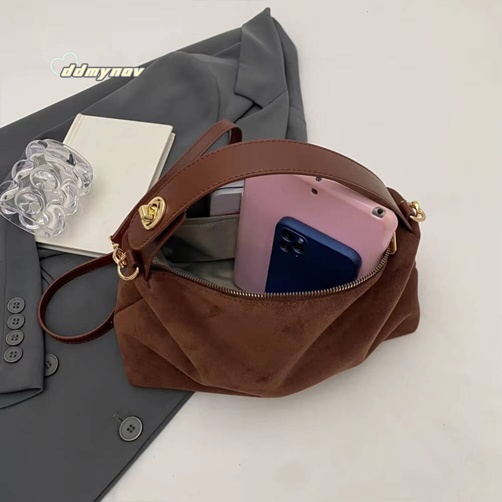 Fashion Autumn Winter Big Boston Tote Soft Matte Suede Cow Leather Women's Handbag Shoulder Crossbody Bag For Women Grey Brown ddmynov