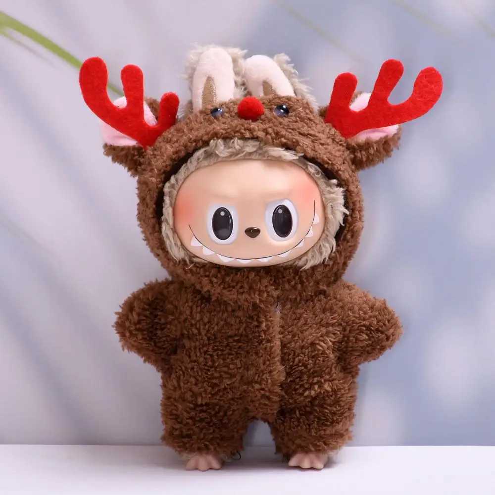 For 17cm Labubu V1 V2 clothes Christmas reindeer outfit cute baby clothes Dolls Accessories Cute Decoration Little Clothes T250612