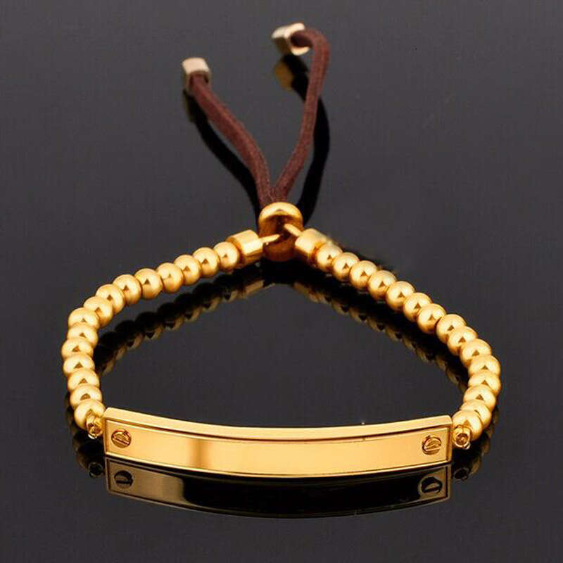 Korean Style Fashion 316L Stainless Steel Bead New Adjustable Men's Screw Bracelet