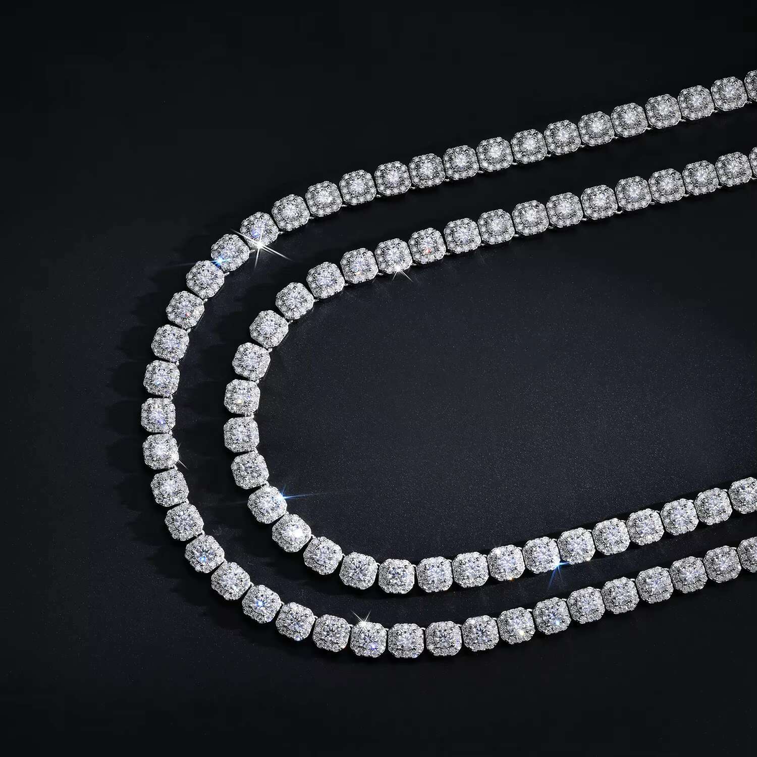 Fine Jewelry 925 Sterling Silver 8mm Cuban Link Chain Moissanite 100% Pass the Diamond Test Men Necklace