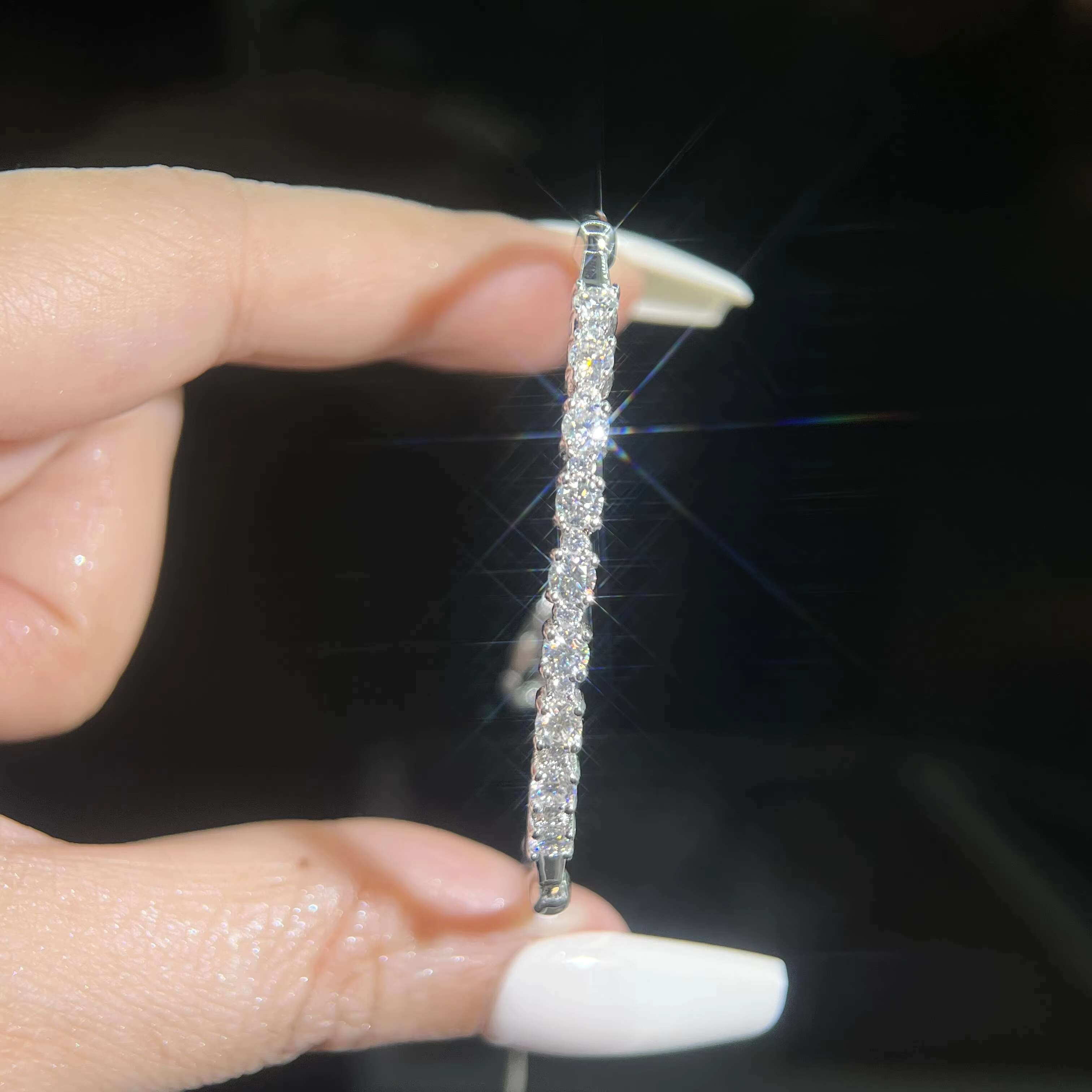 Luxury Diamond Moissanite Bracelet VVS D Color Brilliant Cut Gemstone S925 Silver Tennis Bangle for Women Fine Jewelry