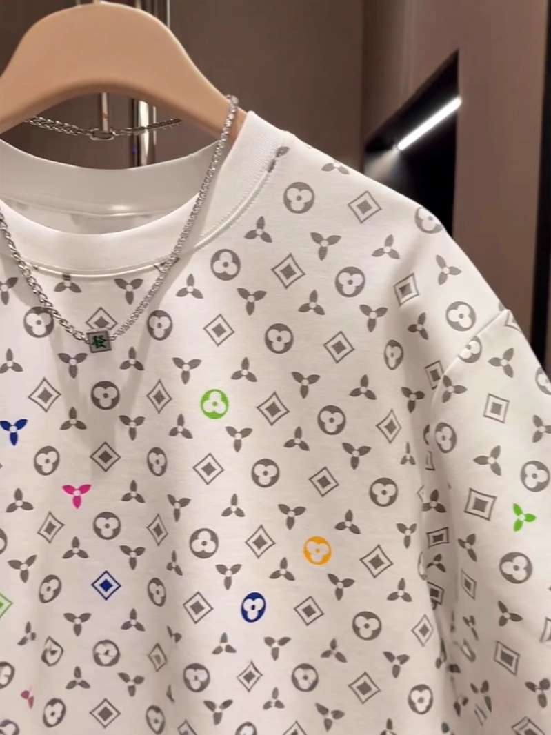 Trendy round neck printed short sleeved T-shirt for men summer 2025 new casual versatile and stylish top