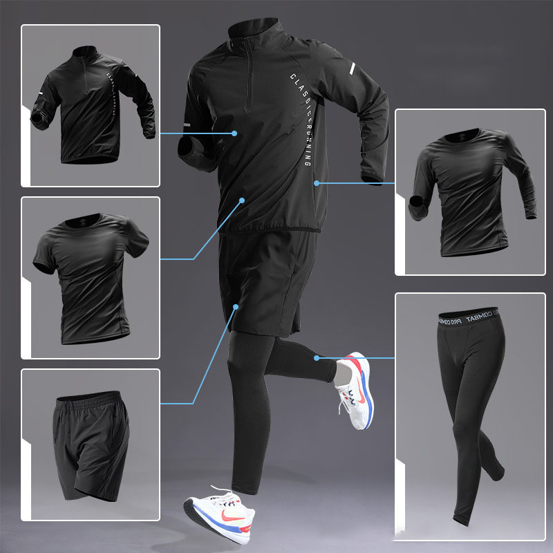 2025 Summer Mens Tracksuits Quick-Dry Athletic Set:long Short Sleeve Shirts Pants Tank Top for Training, Running, Cycling, and Gym Wear