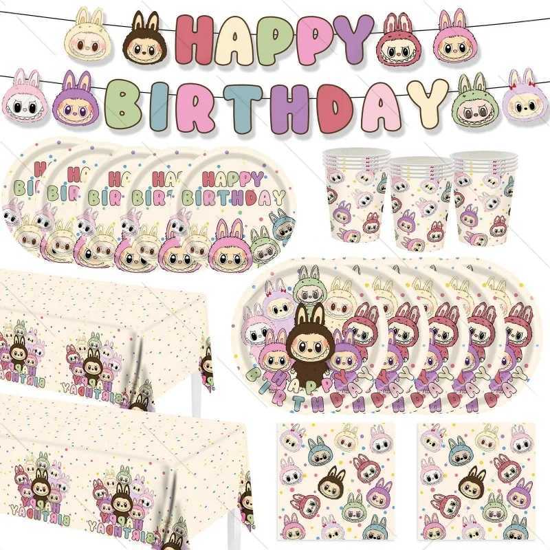 New Arrival The Monster Labubu Anime Peripherals Paper Towel Box Disposable Picnic Cup Tablecloth Room Decoration Birthday Gifts X250612