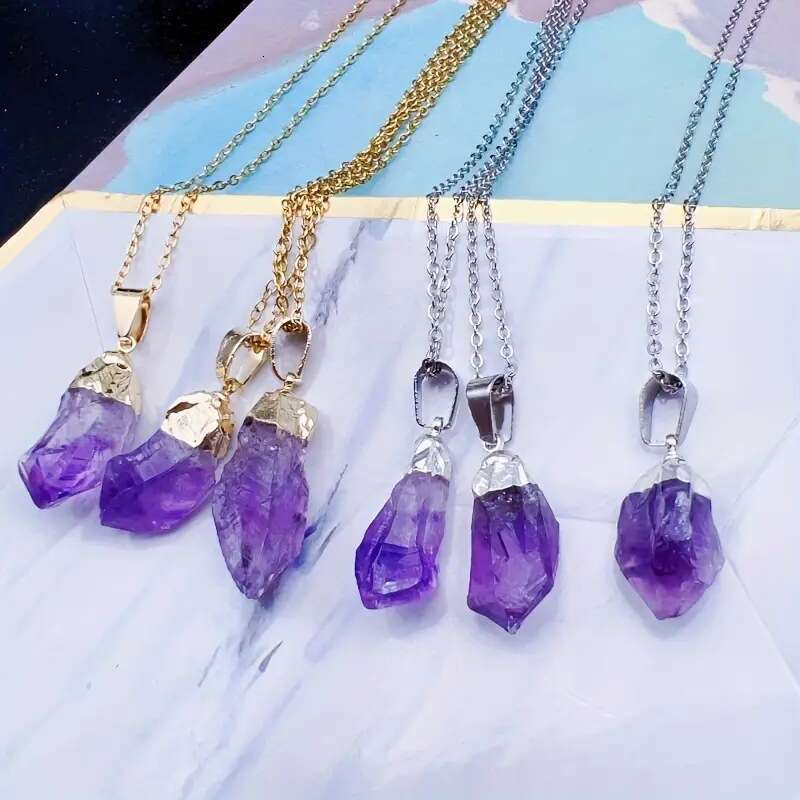 Natural Brazilian Citrine Rough Pendant Yellow Crystal Gold-Plated Hanging Ornament Hot-Selling Necklace DIY Accessory