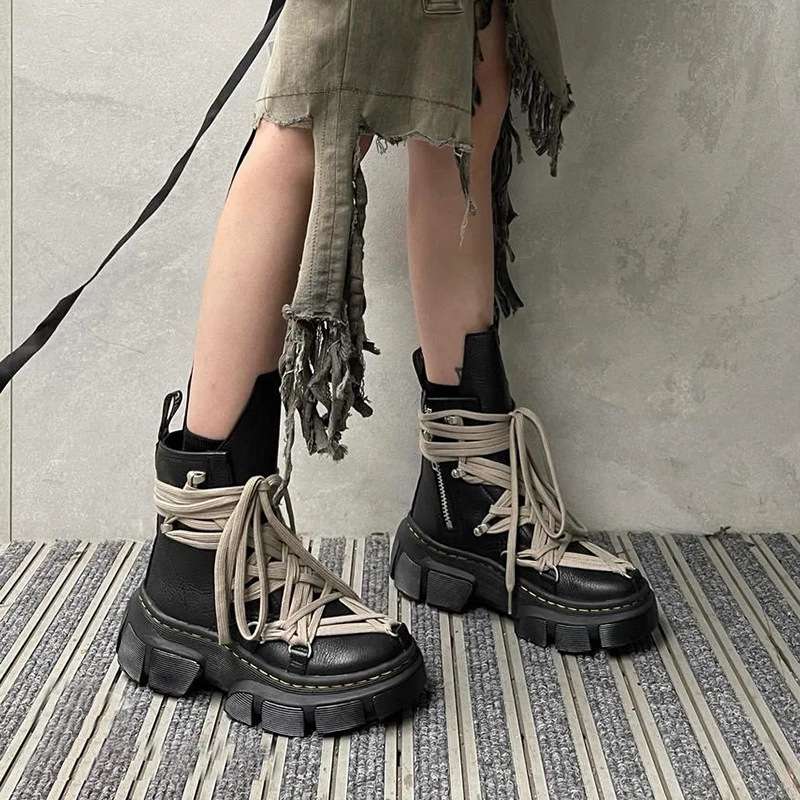 Stylish Comfortable Gothic Crazy Boots Genuine leather Vintage Side Zipper Boot Designer Rock Punk Daliy Outfit Party Shoes Round Toe Boot Shoes