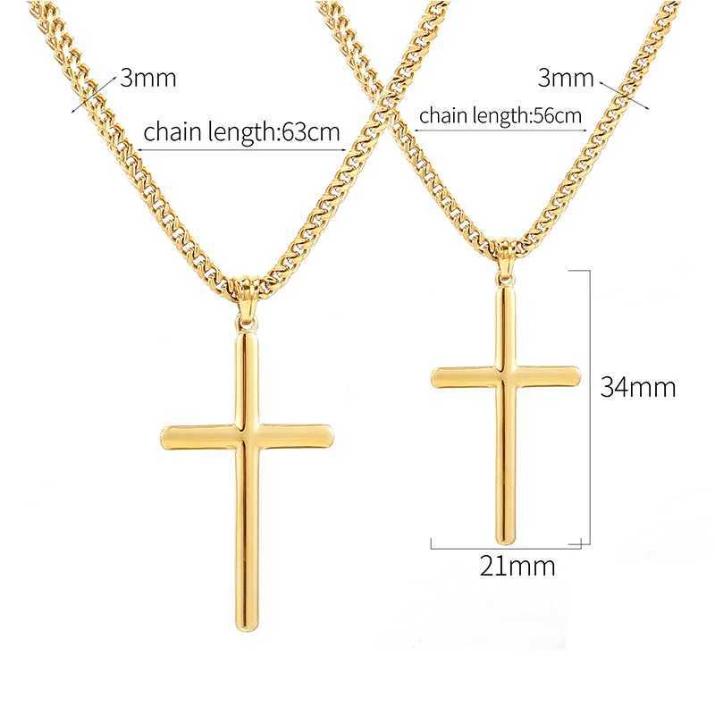 Punk Cross Pendant Link Chain for Men Women 316L Stainless Steel Hip Hop Necklace Gold Silver Fashion Jewelry Gift Waterproof W250612