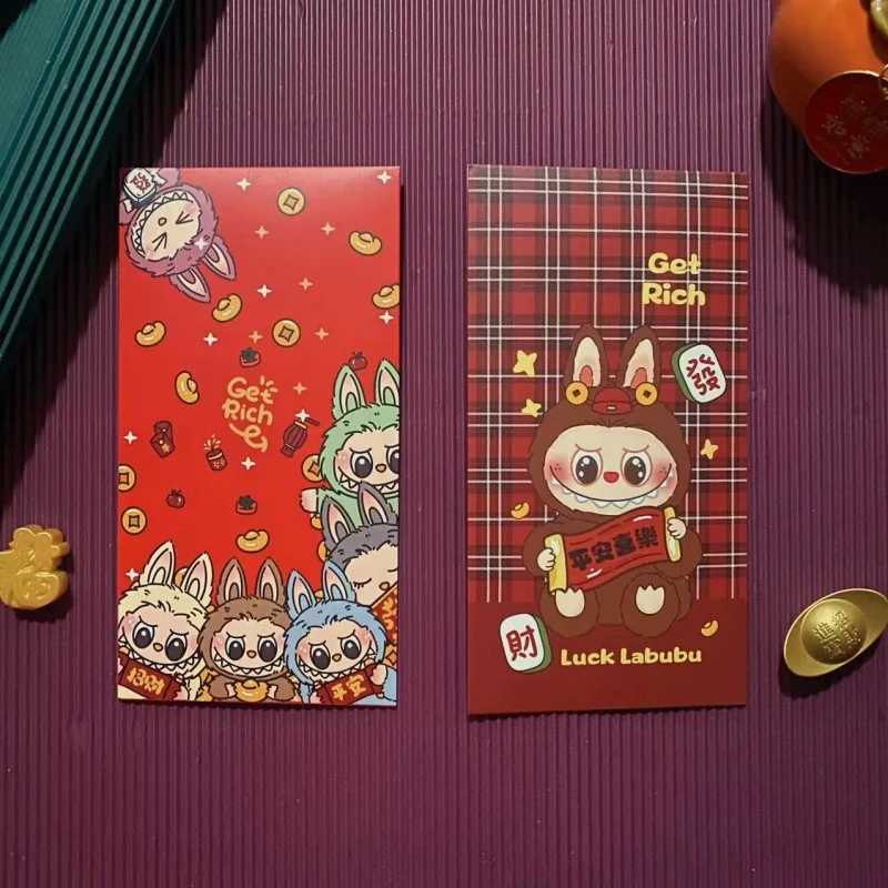 New 2025 Labubu Red Envelope Ins New Year Red Envelope Be Promoted Step By Step Bubu High Lift Wallet Paper Bag Gifts XJ250612