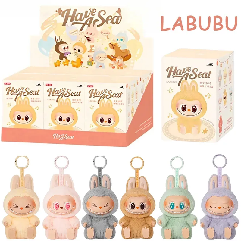 labubu Hot Ins Pop Mart Anime Figure Labubu Doll Have A Seat Series Vinyl Pendant Dolls Model Toy Cute Monster Replica Keychain Toys Kids's Birth