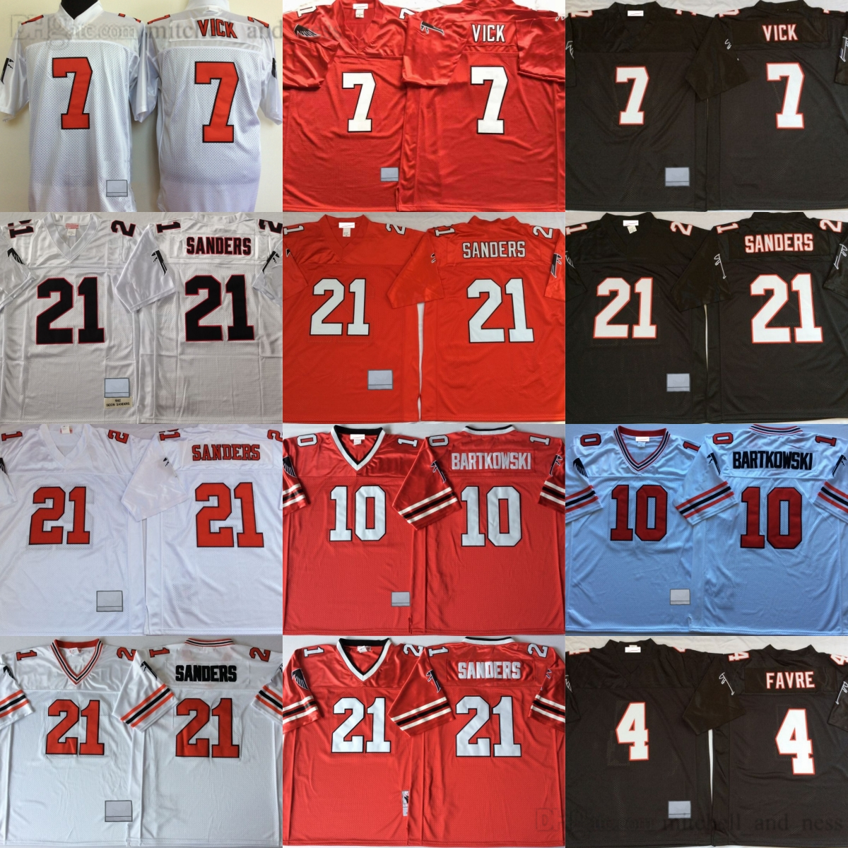 Throwback College Football 21 Deion Sanders Jersey Vintage 7 Michael Vick 10 Steve Bartkowski 4 Brett Favre Jerseys Classic Retro Breathable Sport