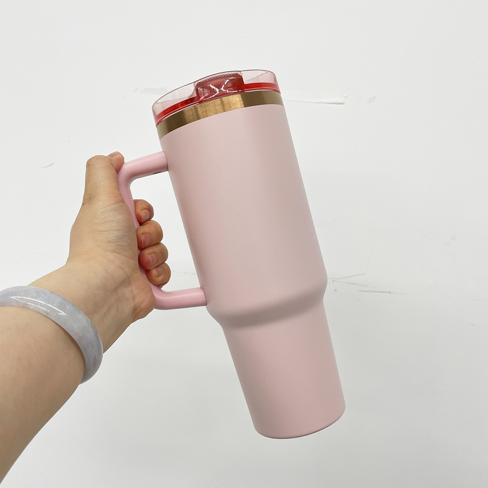 Leak proof removable flip straw 40oz copper plated tumbler double walled stainless steel vacuum insulated mug with straw for laser engrave
