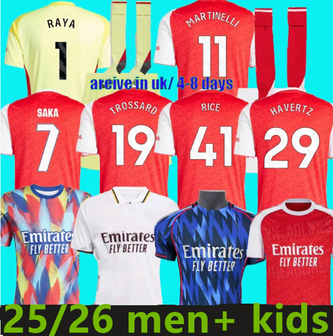 2025 2026 a rsenal football kits 25 26 Arsen soccer jerseys RICE SAKA MARTINELLI Jersey ODEGAARD SALIBA HAVERTZ kids kits Nwaneri TROSSARD Football Shirt