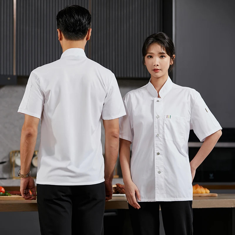 Short Sleeve White Chef Uniform Cook Shirt Men Women Restaurant el Costume Kitchen Bakery Unisex Waiter Work Clothing 250611