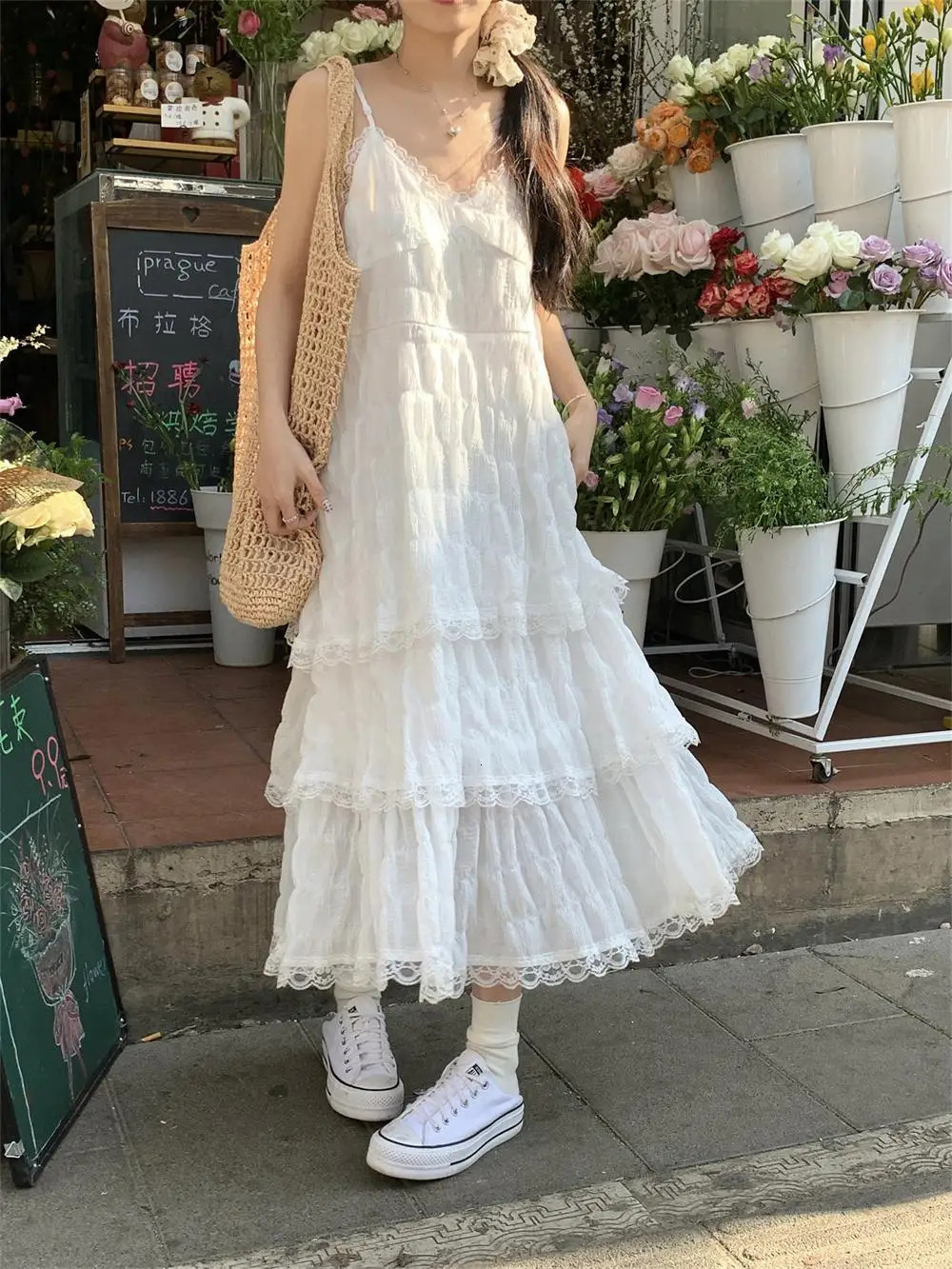 Summer Befree Long Vintage Casual Ruffles Elegant Maxi Strap Camis Silky Beach Lace Party Dress Vestidos Sexy Women 250611