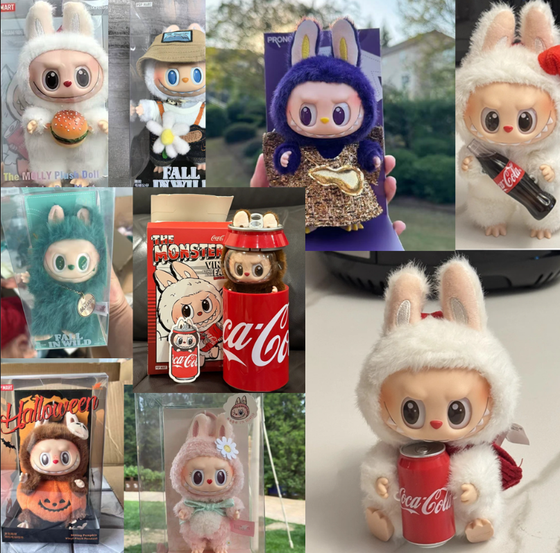 V3 Labubu Plush Doll Macaroon Action Animation Character Doll Hobby Pendant Decoration Cute Mysterious Box PVC Childrens Day Surprise Gift