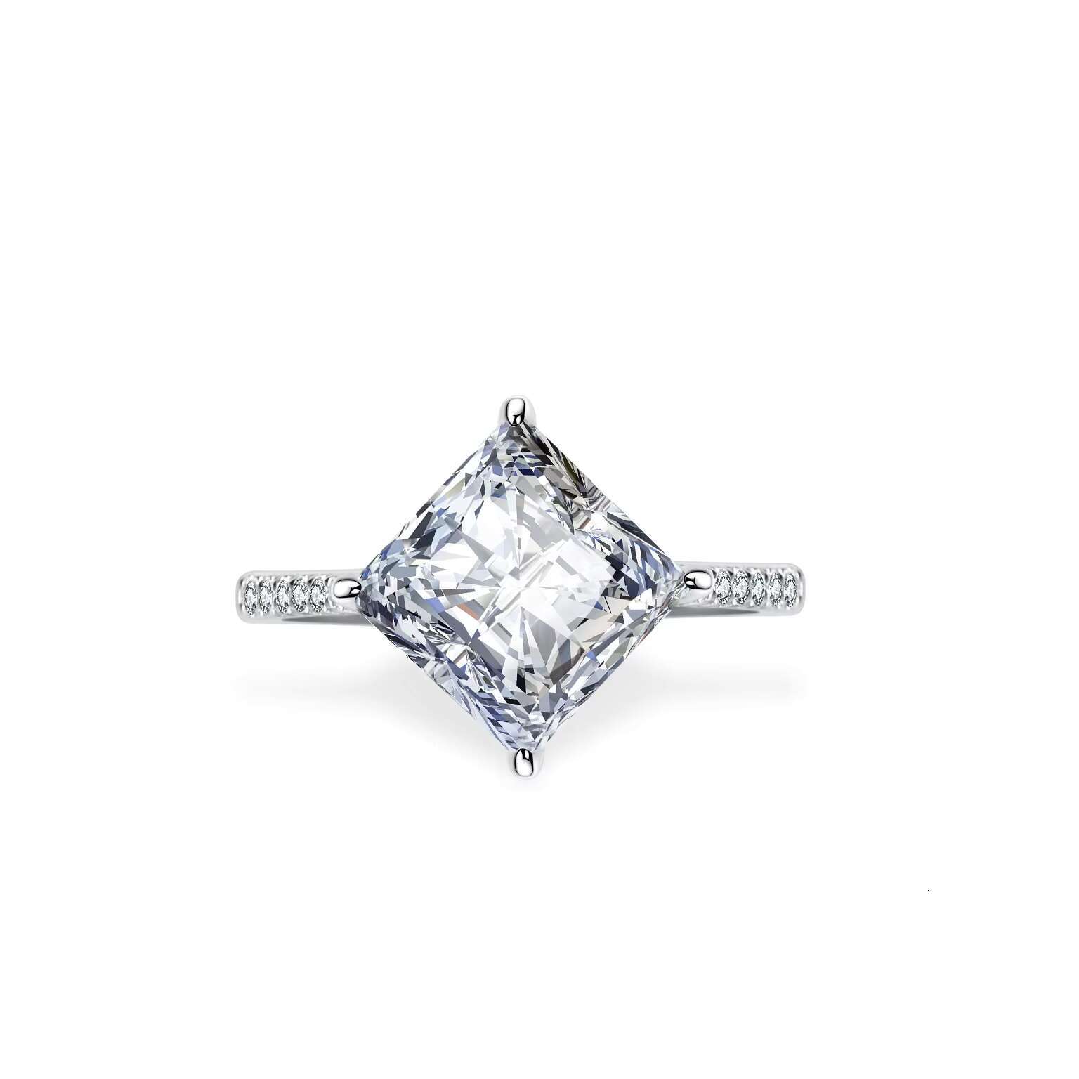 High Quality 925 Sterling Silver GRA Certified Moissanite Women Rings D Color VVS 3ct Princess Cut Moissanite Ring for Women