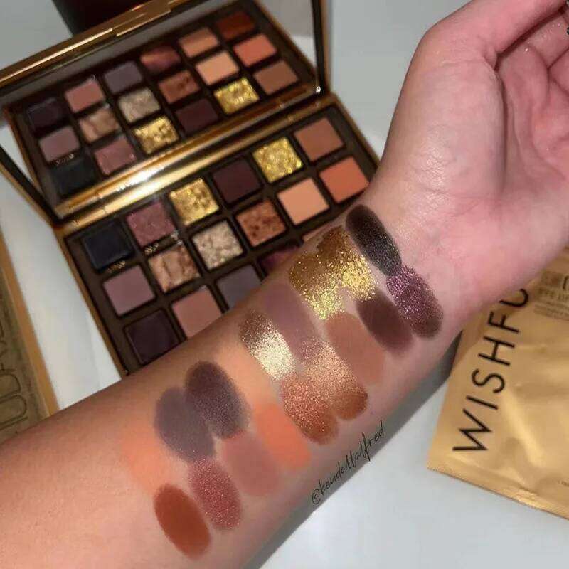 Golden 18 Color Eye Shadow Pearl Rose Gold black punk style Pearlescent Flow Glitter Matte Eyeshadow Palette Makeup free shipping