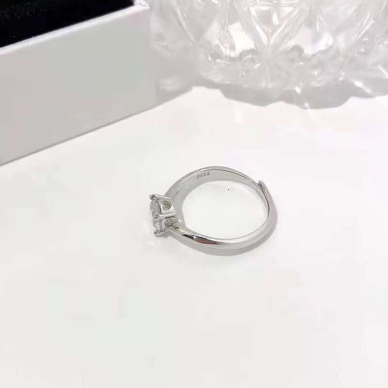 Size Adjustable S925 Sterling Silver Mosangshi Womens Wedding Diamond Ring
