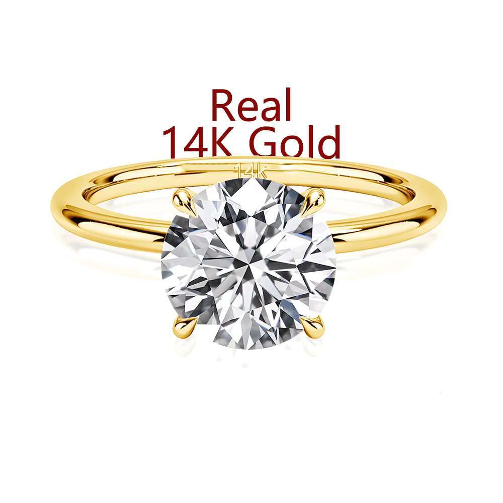 14K Gold Jewelry Maker 1 ct 2 ct 3 ct Moissanite Diamond Hollow Gold Rings Woman Engagement Gift