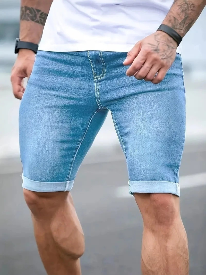 1PC mens American street denim pants simple casual suitable for daily wear shorts 250611Z