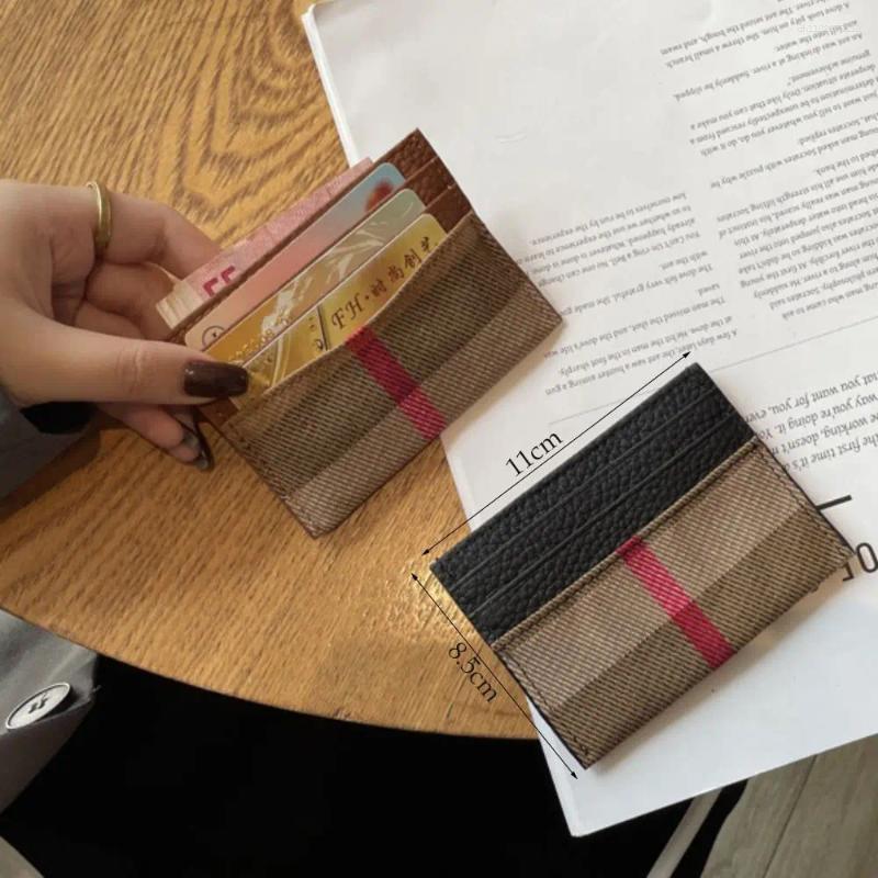 Card Holders Mini Vintage Style Leather Holder Elegant Design Ultrathin Coin Wallet Patchwork Pattern Multi-Functional Checkered