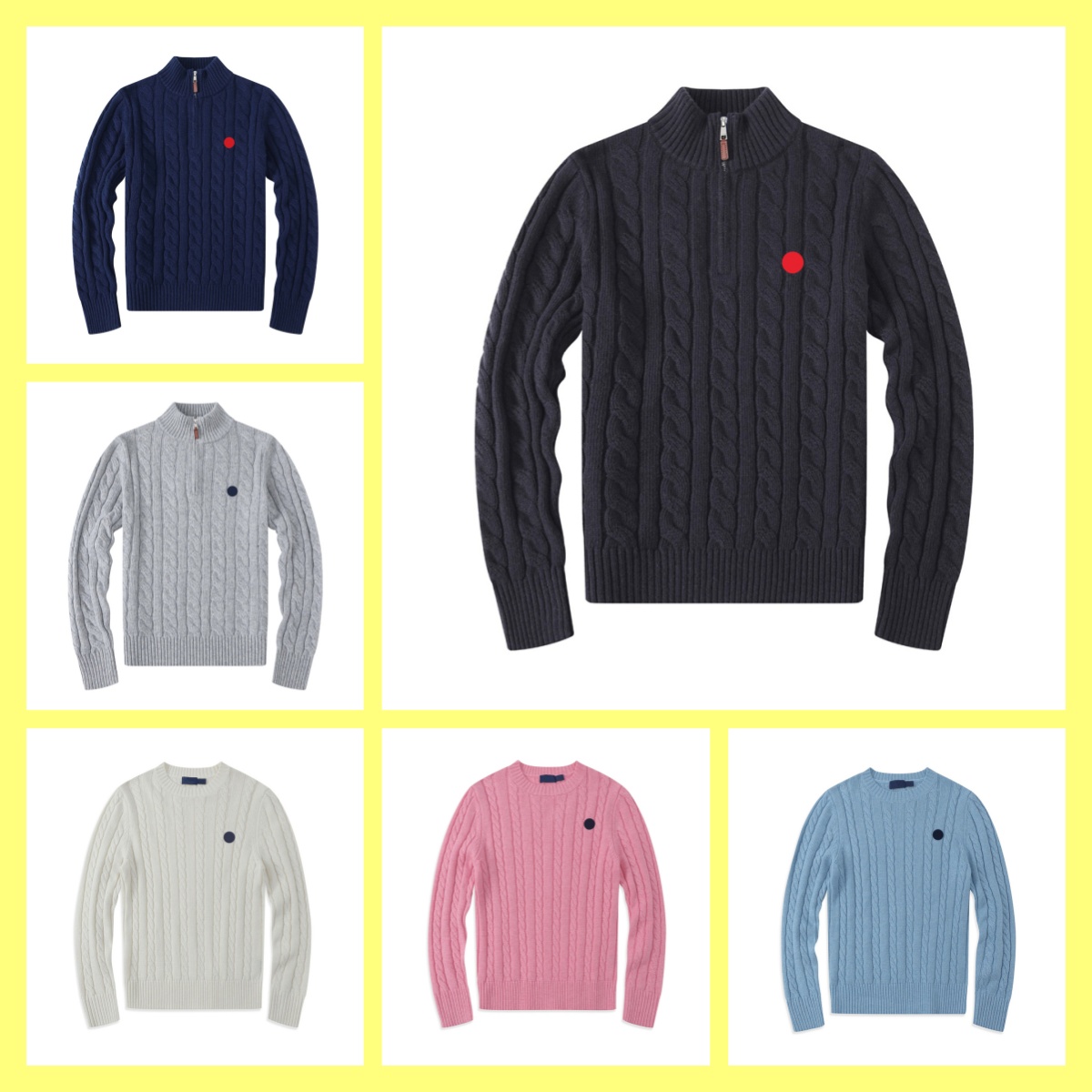 Cardigan Designer Mens Sweaters Wool Casual High Quality Pull Half Zip Women Hoodie Polo Jacket Winter Long Sleeve Sweater Pullover Size S-2XL