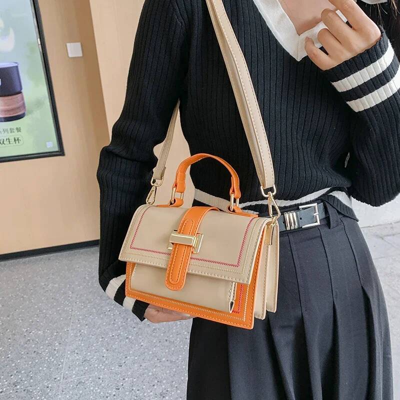 Free Shipping 2025 New Designer Bag Contrasting Color Pu Leather Women's Handbag Exquisite And Practical Wallet Top-quality Shoulder Bag