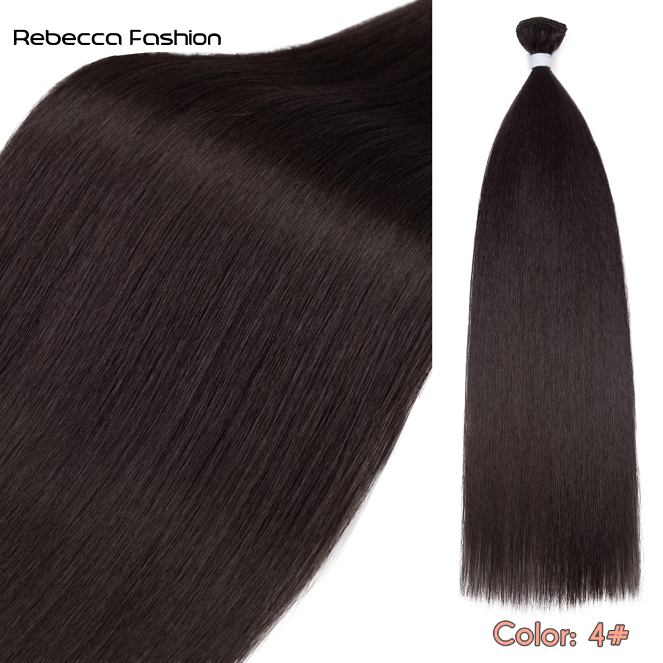 Rebecca Fashion Straight Synthetic Extensions Ombre Blonde Bundles Soft Synthetic 24 Inch Natural Hair For Women
