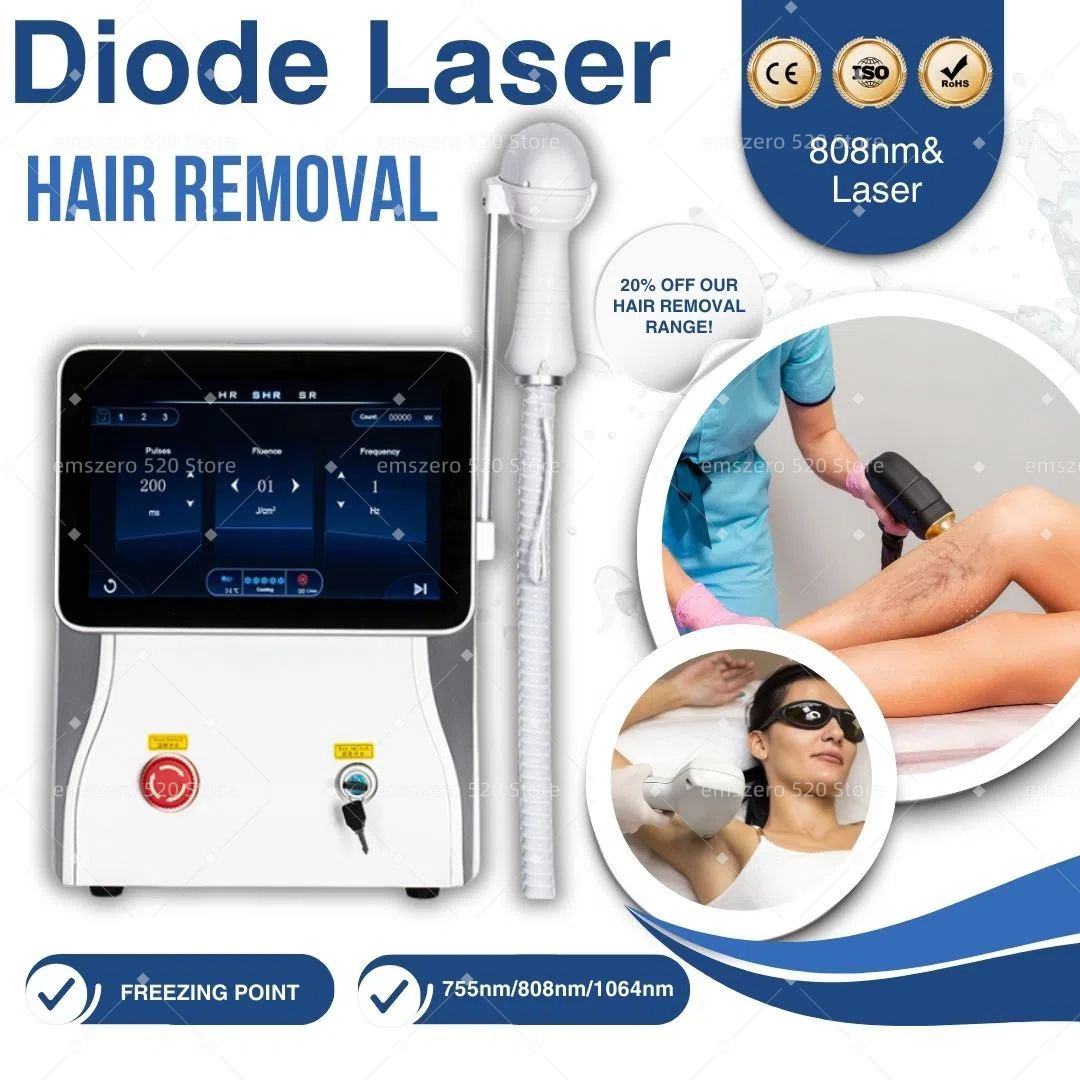 808nm Diode Laser Hair Removal Device 3 Wavelengths Freezing Point Cooling Technology Comfortable and Painless High Power Beauty Salon