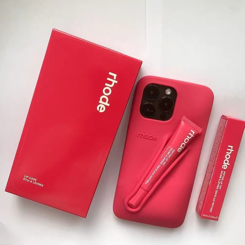 Rhode Case 2-in-1 Lip Gloss/Lipstick/Silicone Phone Case for iPhone 16/15 Pro Max Samsung S23FE/S23ULTRA/S24ULTRA Soft Cover