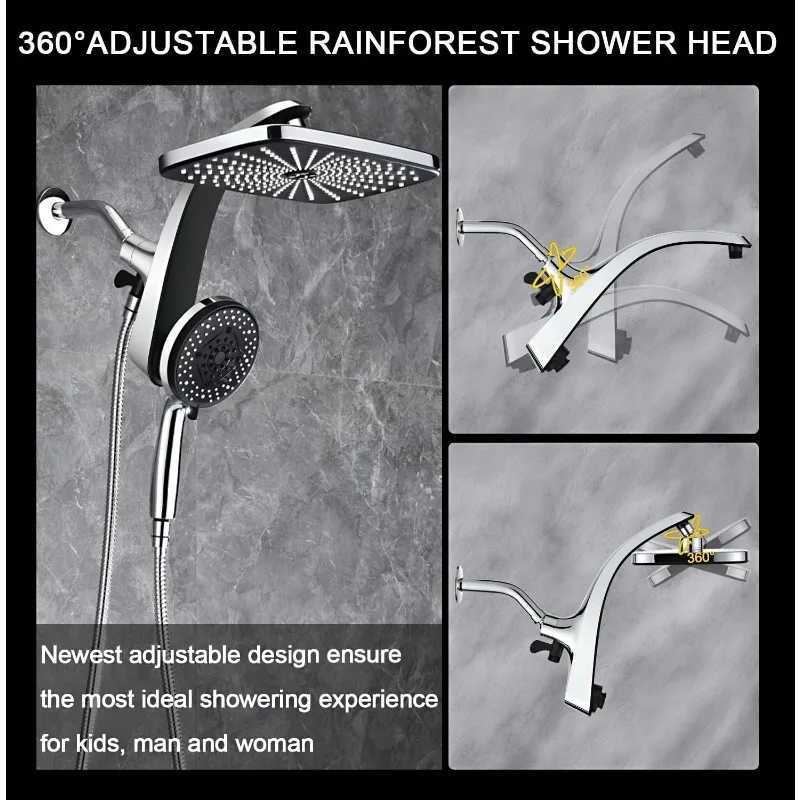 High Pressure Rain Shower Head Upgrade Shower Heads with Handheld Spray Combo with Fixed Showerhead X250612