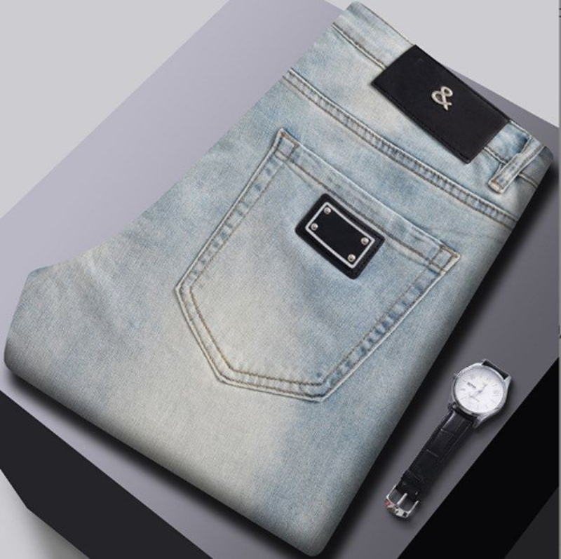 men straight leg jeans high quality light luxury embroidered casual versatile fashion dolcegabannas dolces gabannas gabbanaly slimming smooth silhouette style