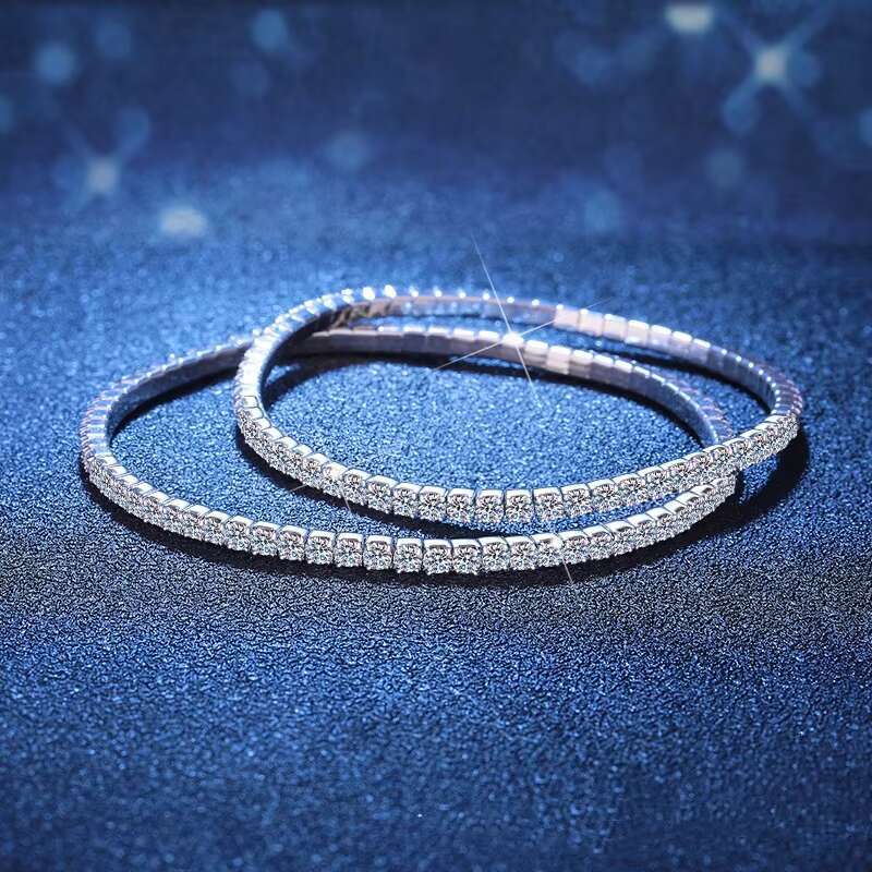 Silver 925 Original Total 5 Ct Brilliant Princess Cut Diamond Test Past 3mm D Color VVS1 Moissanite Bracelet for Wedding Gift