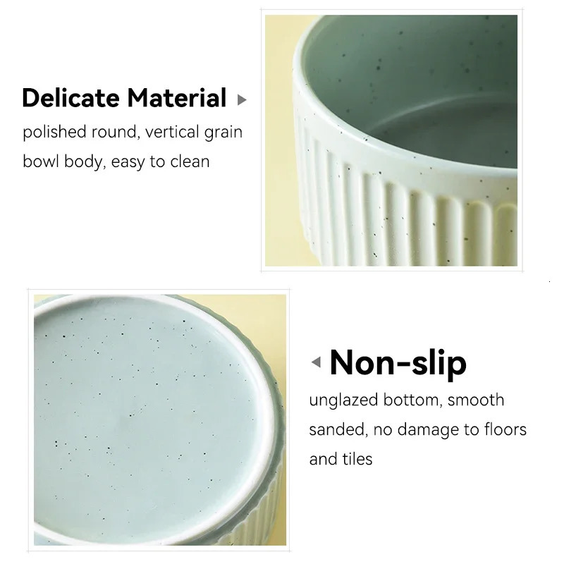 850ML Cat Double Ceramic Bowls Pet Food Water Feeding Supplies Small Medium Dogs Drink Eat Feeder with Wooden Stand 250612