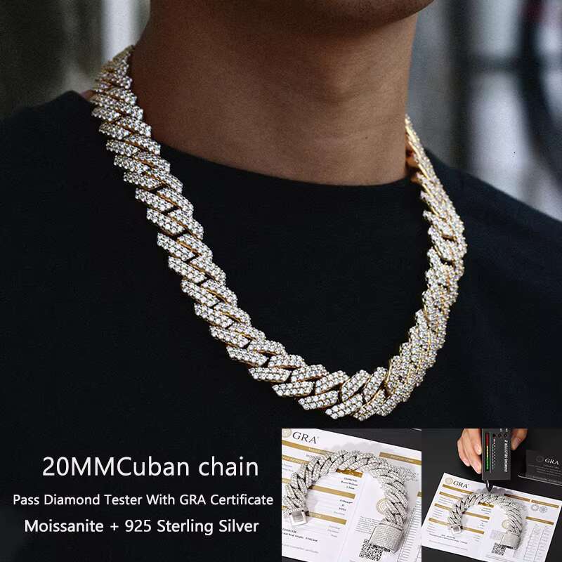 8-22mm Top Quality 925 Sterling Silver Moissanite Necklace for Hip Hop Jewelry Miami Bling Cuban Link Chain Rock TRENDY