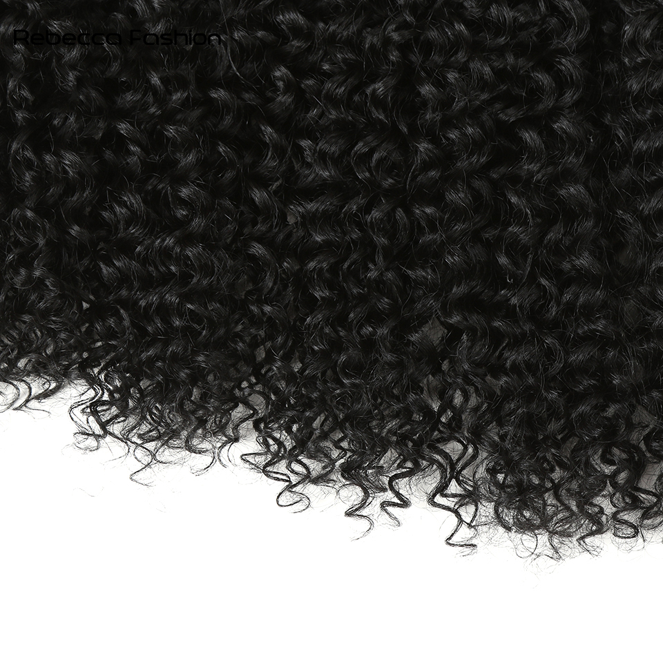 Rebecca Fashion Synthetic Afro Kinky Curly Weave Hair 16-20 inch 7Pieces/lot Bundles With Closure African lace For Women hair Extens