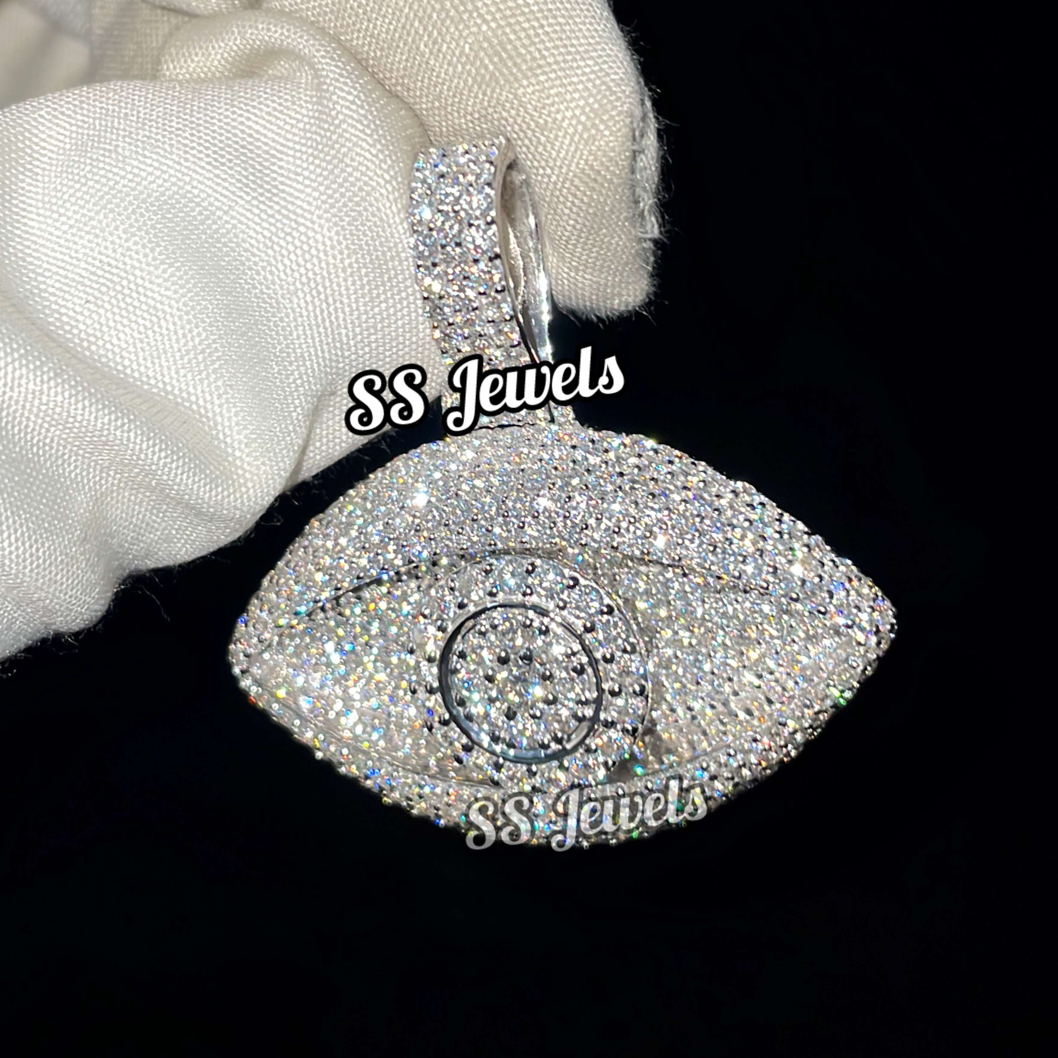 Custom Hamza Pendant with Real VVS1 Moissanite Diamond 925 Silver Religious Charm for Men Hip Hop Rapper Style