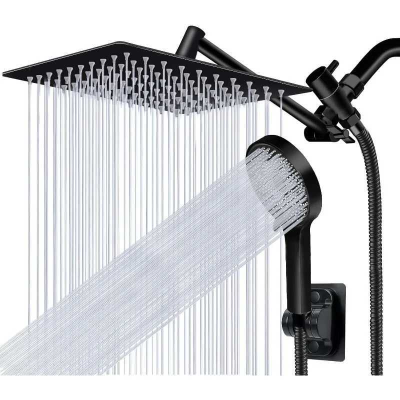 8 inch Multifunction High Pressure Rain Shower Head with Handheld Spray Combo with 11 Angle Adjustable Extension Arm/Flow R X250612