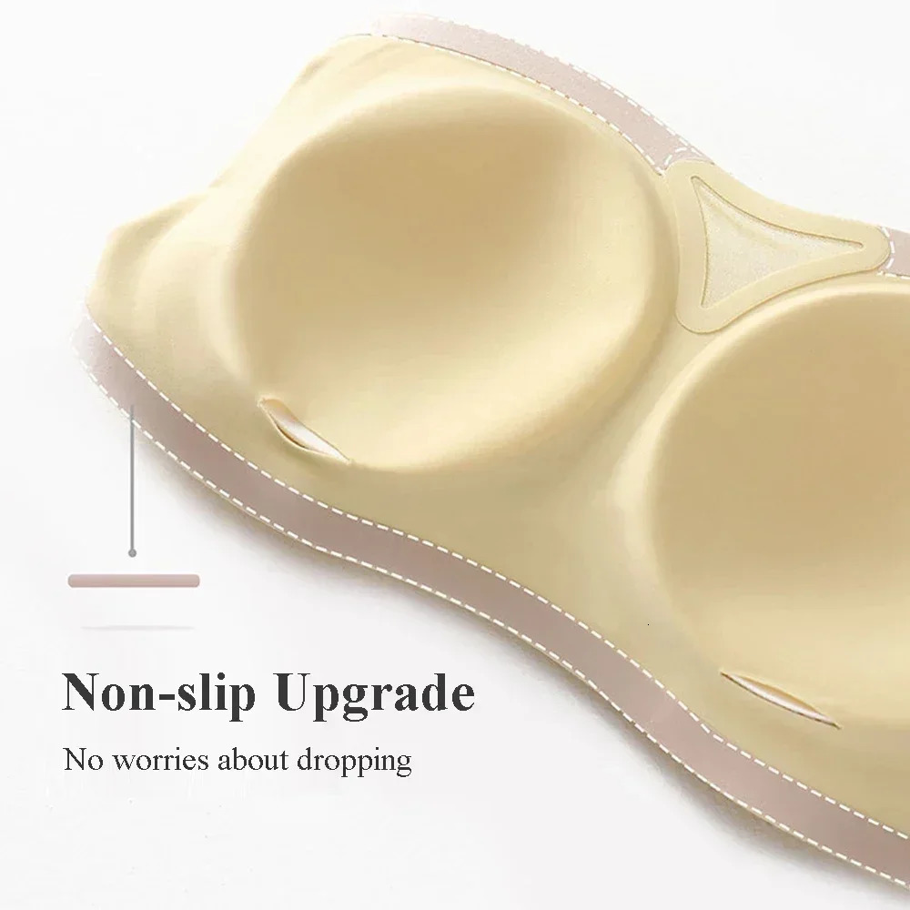 Strapless Push Up Bra for Women Latex Invisible Bras Wire Free Back Closure Summer Ice Silk Seamless Lingerie Soft Bralette Sexy 250612