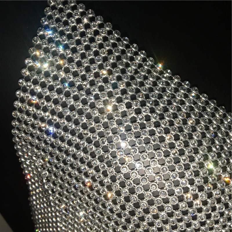 Festival Brilliant Rhinestone Backless Party Crop Top Women Summer Glitter Evening V Neck Diamonds Metal Tank Tops 250611