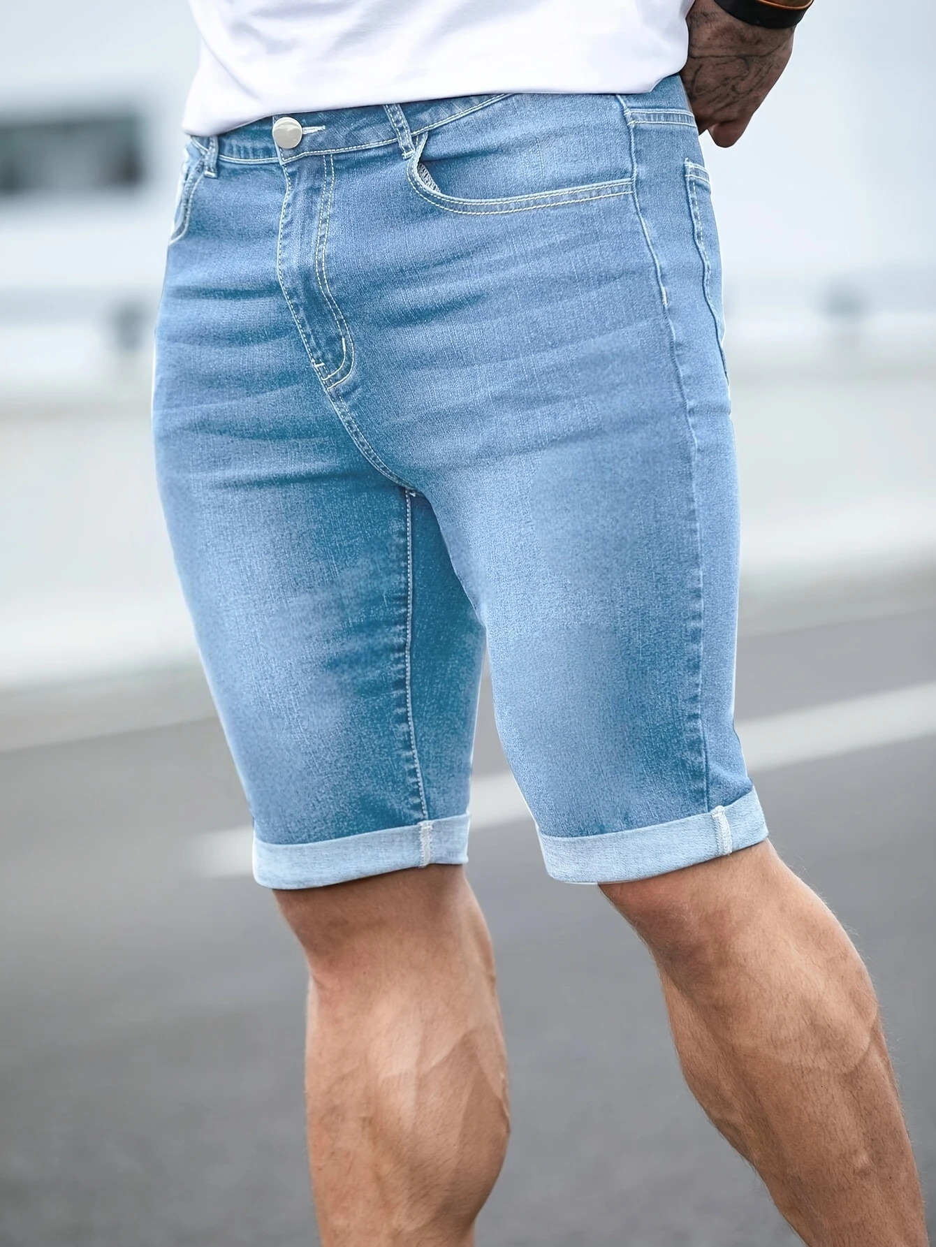 1PC mens American street denim pants simple casual suitable for daily wear shorts 250611Z