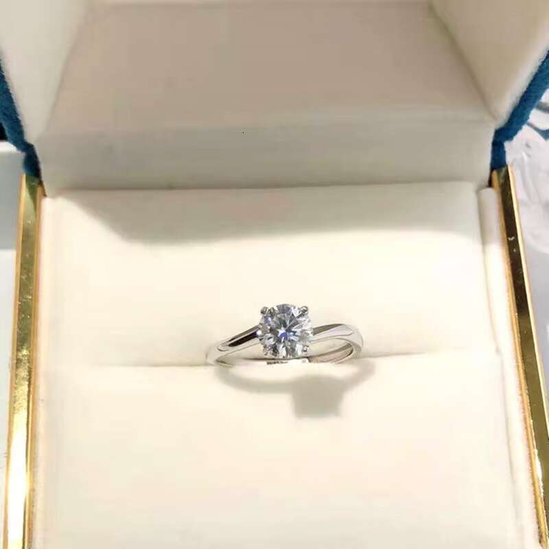 Size Adjustable S925 Sterling Silver Mosangshi Womens Wedding Diamond Ring