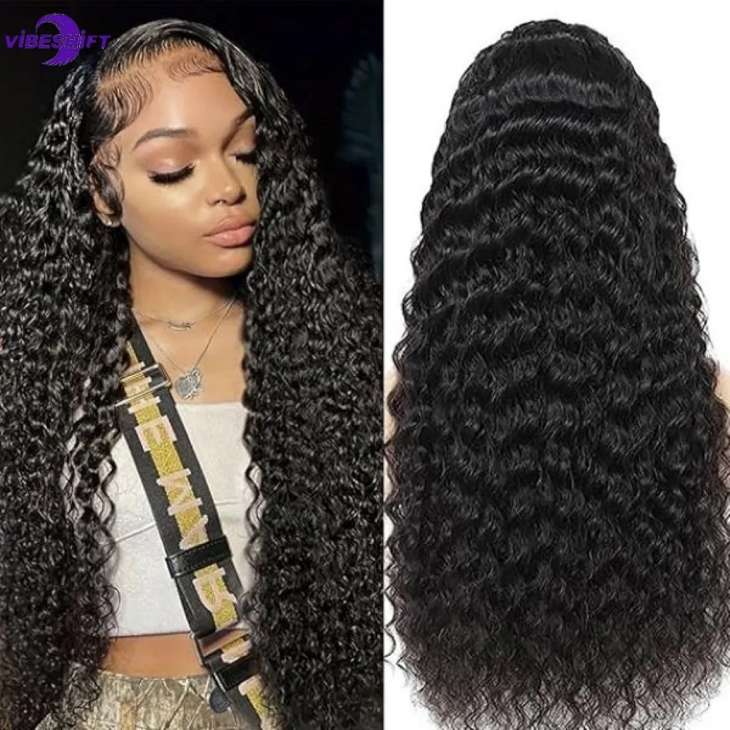 ViBESHiFT 16-34 inch Straight/Body/Deep/Water/ Kinku Curly/Kinky Straight Wigs Raw Human Hair 13*4 Transparent Lace Front Wigs 200% Density Frontal wi