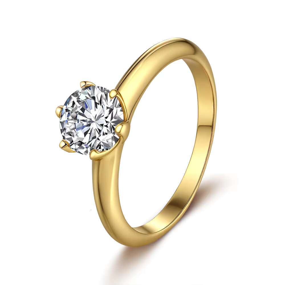 Luxury Gold Jewelry 1ct 2ct Moissanite Diamond Hard Hollow 925 Silver Plated 18K Gold Engagement Rings for Women