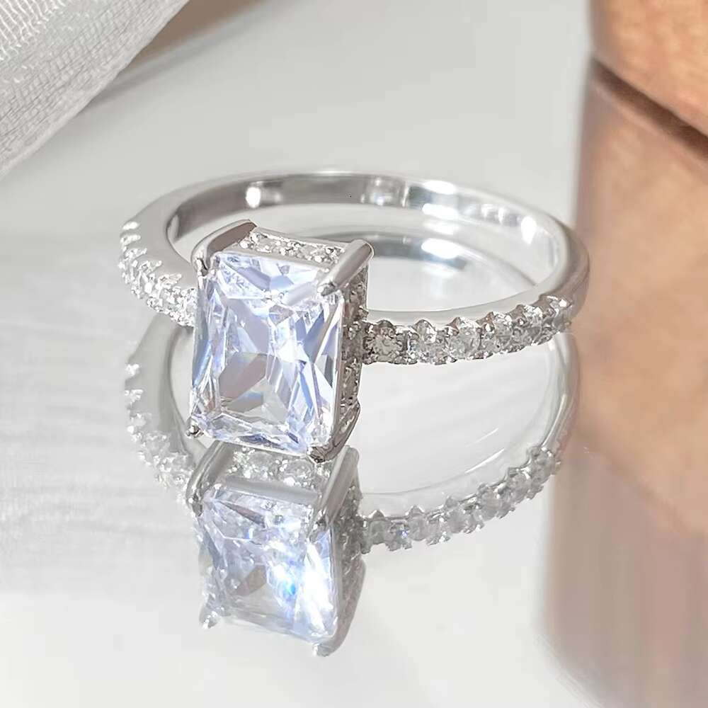 FOXI Jewelrys Luxury High Quality 5A CZ Baguette Ring Pure 925 Silver for Womens Wedding Engagement Classic Style for Parties