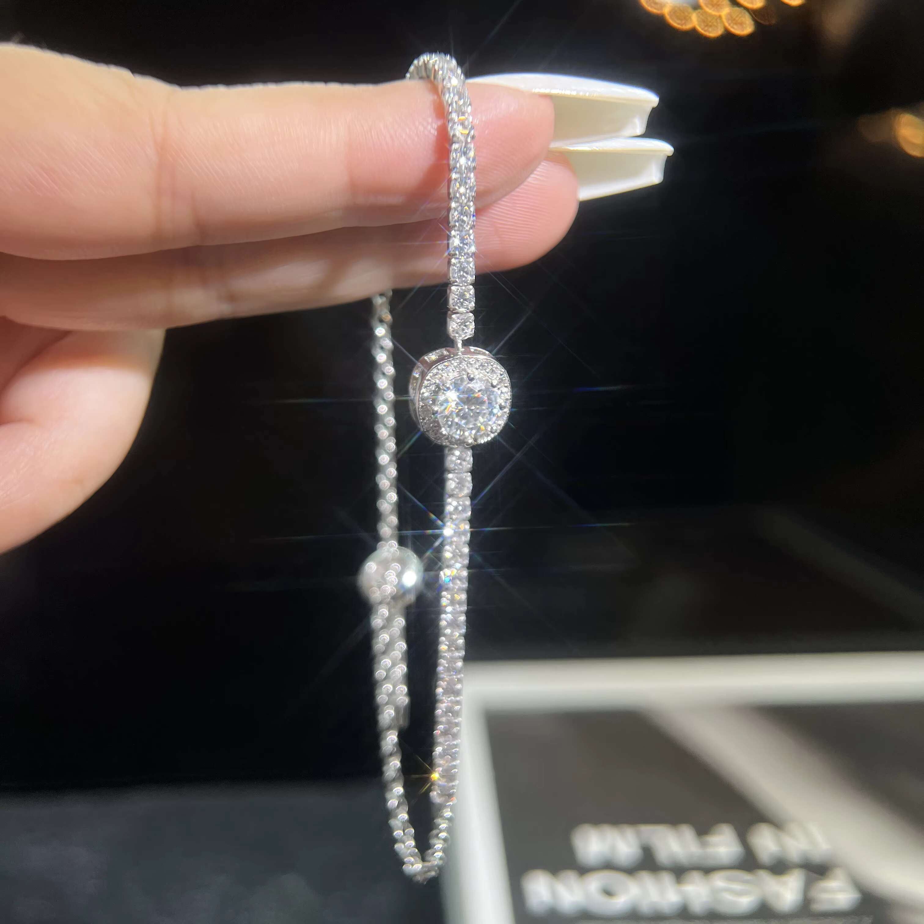 Wholesale S925 Sterling Silver VVS 1ct D Color Moissanite Diamond Tennis Bracelet for Women Wedding Engagement Fine Jewelry