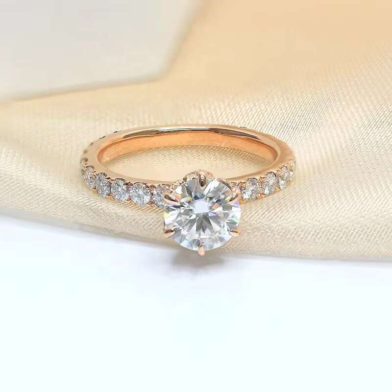 Paston Jewelry Silver925 Ring 1ct Round Moissanite Diamond Engagement Ring Women Trendy Wedding Jewelry