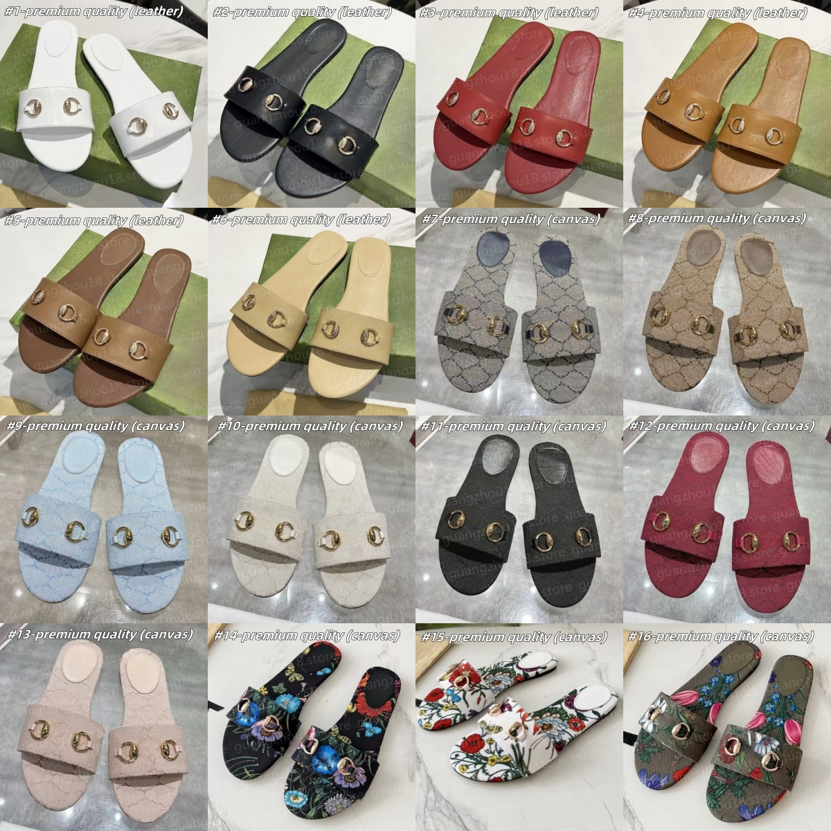 (go off picture not the description) 10A Premium Designer Slippers Women's Flat Bottom Leather Shoes Summer Holiday Sandals 31621